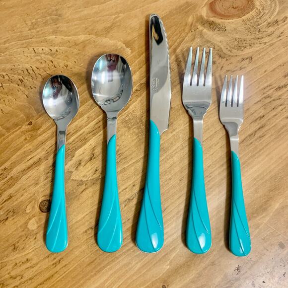 Fiestaware Swirl Turquoise Green Flatware Retired 5pc Place Setting Fiesta - Picture 3 of 10